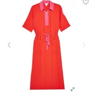 Topshop Red and Pink Midi Dress